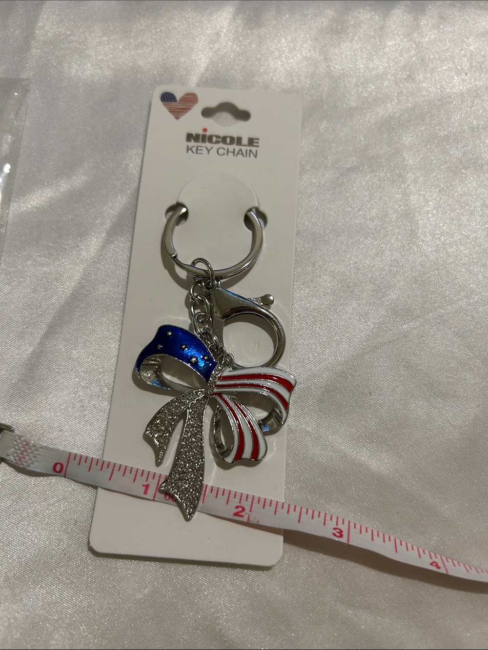 Nicole Silver-Tone Patriotic Bow Key Chain - Red, White & Blue